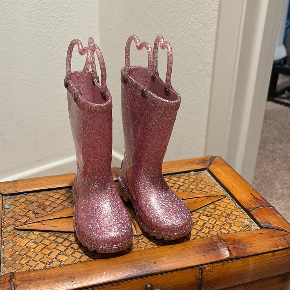 Western Chief Pink Glitter Rain Boots